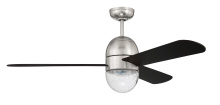  PIL52BNK3 - Pill 52" 3-Blade Ceiling Fan in Brushed Polished Nickel w/ Flat Black Blades; Integrated Light K