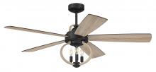  RSE52FB5 - Reese 52" 5-Blade Ceiling Fan in Flat Black w/ Driftwood Blades; Integrated Light Kit