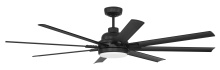  RSH65FB8-NWF - Rush 65" 8-Blade Indoor/Outdoor (Wet) Ceiling Fan in Flat Black w/ Flat Black Blades
