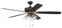  S104FBSB5-60BWNFB - Super Pro 104 60" 5-Blade Ceiling Fan in Flat Black/Satin Brass w/ Black Walnut/Flat Black Blade
