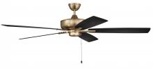  S60SB5-60BWNFB - Super Pro 60" 5-Blade Ceiling Fan in Satin Brass w/ Black Walnut/Flat Black Blades