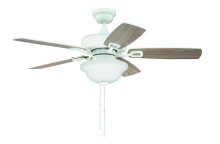  TCE42W5C1-C - 42" Twist N Click Fan in White w/ White/Washed Oak Blades (3-Light Bowl)