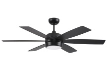  TRV52FB6-NWF - Trevor 52" 6-Blade Indoor/Outdoor (Damp)Ceiling Fan in Flat Black w/ Flat Black/Greywood Blades