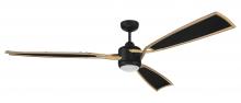  VIA72FBSB3 - Viva 72" 3-Blade Ceiling Fan in Flat Black/Satin Brass w/ Flat Black Fabric Texture ABS Blades