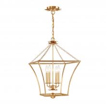  516-GA - Broche 4 Light Antique Gold Lantern Chandelier