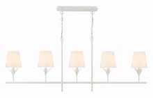 537-MT - Broche 5 Light Matte White Linear Chandelier