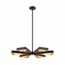  596-EB-GA - Luna 6 Light English Bronze + Antique Gold Chandelier