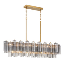  ADD-317-AG-SM - Addis 14 Light Aged Brass Linear Chandelier