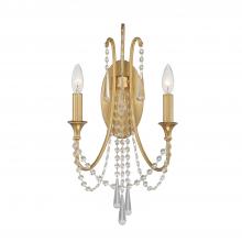  ARC-1902-GA-CL-MWP - Arcadia 2 Light Antique Gold Sconce
