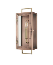  1010CP - 18 in. 1-Light Antique Copper With Brass Accents Outdoor Wall Lantern With Clear Glass Panes