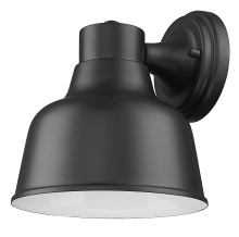  1030BK - 12 in. 1-Light  Matte Black With White Gloss Interior Outdoor Wall Lantern