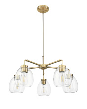  IN20063BR - Dawes 27 in. Brass 5-Light Chandelier With Clear Glass Globes