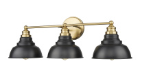  IN40028BK - Bishop 28 in. Matte Black and Brass 3-Light Vanity