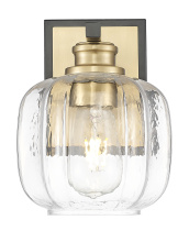  IN40030BK - Oxley 6.5" in. Matte Black and Brass 1-Light Sconce With Clear Glass Globe