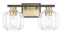 IN40031BK - Oxley 17.5 in. Matte Black and Brass 2-Light Vanity With Clear Glass Globes