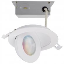  S11293R1 - Starfish; 9 Watt LED Gimbal Downlight; 4 Inch; 2700K-5000K RGB Tunable White; Remote Driver; White