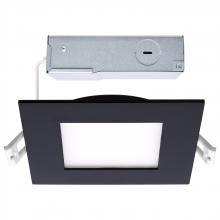  S11876R1 - 10 Watt LED Direct Wire Downlight; 4-Inch; CCT Selectable; Square; Remote Driver; Black Finish