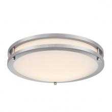  6136400 - 16 in. 23W LED Flush with Color Temperature Selection Brushed Nickel Finish Frosted Acrylic Shade