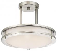  6400900 - 12 in. 15W LED Semi-Flush Brushed Nickel Finish White Acrylic Shade