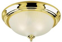  6430300 - 15 in. 3 Light Flush Polished Brass Finish Frosted Swirl Glass