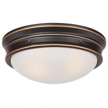 6578200 - 13 in. 2 Light Flush Oil Rubbed Bronze Finish with Highlights Frosted Glass