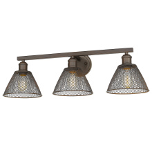  0304-BA3 RBZ - Yep by Golden Lighting Carver 3-light Vanity in Rubbed Bronze and Rubbed Bronze shade