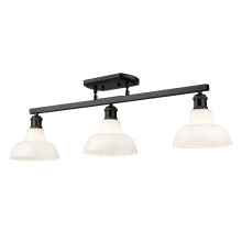  0305-3SF BLK-VMG - Yep by Golden Lighting Carver 3-light Semi-Flush Mount in Matte Black and Vintage Milk Glass