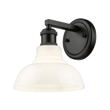  0305-BA1 BLK-VMG - Yep by Golden Lighting Carver 1-light Vanity in Matte Black and Vintage Milk Glass