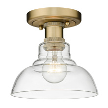  0305-FM BCB-CLR - Yep by Golden Lighting Carver 1-light Flush Mount in Brushed Champagne Brass