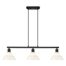  0305-LP BLK-VMG - Yep by Golden Lighting Carver 3-light Island Light in Matte Black and Vintage Milk Glass