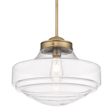  0508-L MBS-CLR - Golden Lighting Ingalls 1-light 16in Pendant in Modern Brass and Clear Glass
