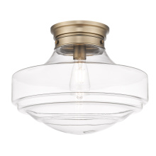  0508-LSF MBS-CLR - Golden Lighting Ingalls 1-light 16in Semi-Flush Mount in Modern Brass and Clear Glass