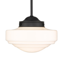  0508-M BLK-VMG - Golden Lighting Ingalls 1-light 12in Pendant in Matte Black and Vintage Milk Glass