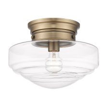  0508-SF MBS-CLR - Golden Lighting Ingalls 1-light 12in Semi-Flush Mount in Modern Brass and Clear Glass