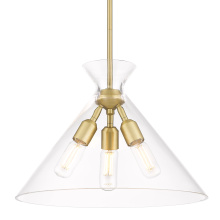 0511-3P BCB-CLR - Golden Lighting Malta 3-light Pendant in Brushed Champagne Brass