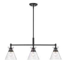  0511-LP BLK-CLR - Golden Lighting Malta 3-light Island Light in Matte Black