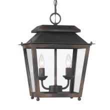  0804-M2L ABI - Golden Lighting Abingdon 2-light Pendant in Antique Black Iron