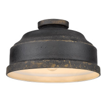  0806-FM ABI - Golden Lighting Keating 3-light Flush Mount in Antique Black Iron