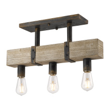  0818-SF ABI - Golden Lighting Garrett 3-light Semi-Flush Mount in Antique Black Iron