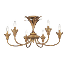  0846-6SF HG - Golden Lighting Lillianne 6-light Semi-Flush Mount in Heirloom Gold