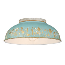  0865-FM AGV-TEAL - Golden Lighting Kinsley 2-light Flush Mount in Antique Teal shade