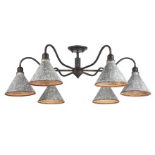  0877-6SF ABI-GV - Wry Lighting Jasper 6-light Semi-Flush Mount in Antique Black Iron