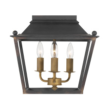  0888-FM ABI - Golden Lighting Christoff 3-light Flush Mount in Antique Black Iron