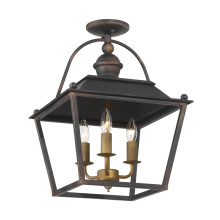  0888-SF ABI - Golden Lighting Christoff 3-light Semi-Flush Mount in Antique Black Iron