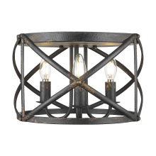  0890-FM ABI - Golden Lighting Alcott 3-light Flush Mount in Antique Black Iron