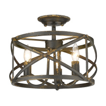  0890-SF ABI - Golden Lighting Alcott 3-light Semi-Flush Mount in Antique Black Iron