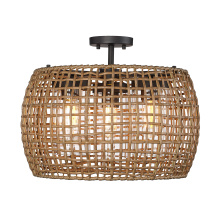  1067-OSF NB-MAW - Golden Lighting Piper 3-light Outdoor Ceiling in Natural Black