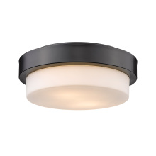  1270-11 BLK - Wry Lighting Morgon 2-light 11" Flush Mount in Matte Black and Opal Glass