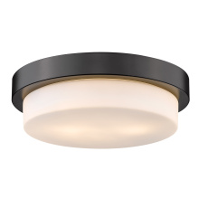  1270-13 BLK - Wry Lighting Morgon 2-light 13" Flush Mount in Matte Black and Opal Glass