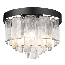  1768-FM BLK-HWG - Golden Lighting Ciara 3-light Flush Mount in Matte Black
